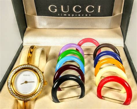 gucci change bezel wrist watch for womens|vintage Gucci watch with bezels.